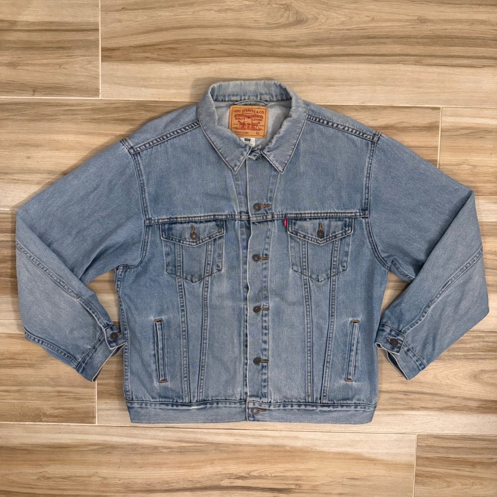 Levis 70507-0389 Denim Trucker Jacket XL Light Wash Blue Vintage Mens Cotton
